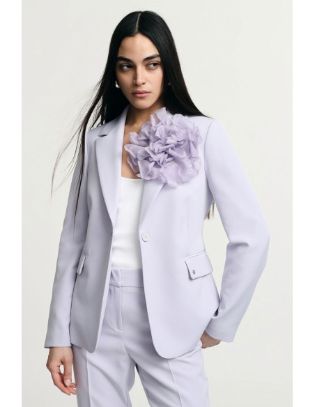 Blazer de corte simples com grande flor decorativa Please