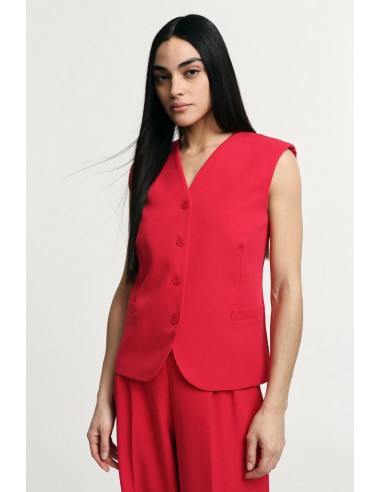 Colete com decote em V e bolsos de vivo Please