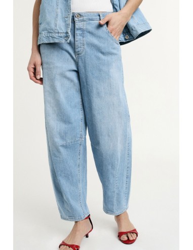 Jeans Balloon Fit Cintura Média Com Lavagem Clara Please