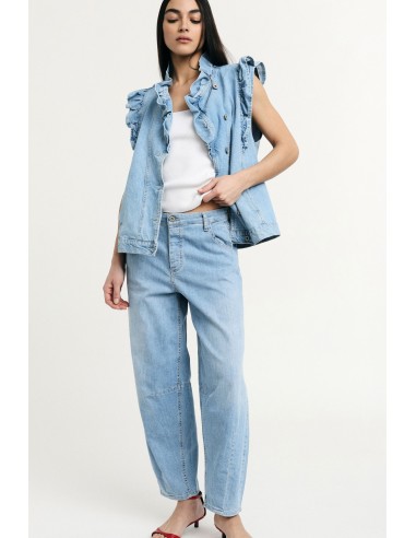 Jeans Baloon Fit Cintura Média com Lavagem Clara Please
