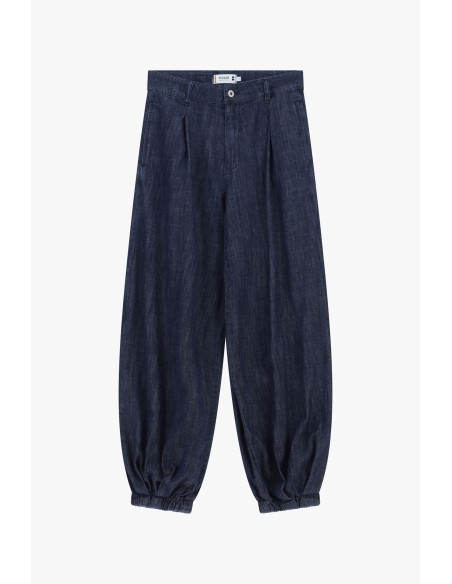 Jeans Escuros Baloon Fit com Barra Elástica Please