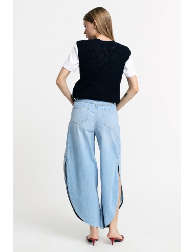 Jeans De Perna Larga Arredondada Com Fendas Laterais Please