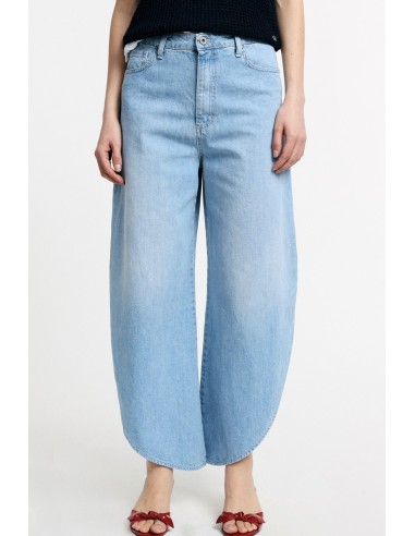 Jeans de perna larga arredondada com fendas laterais Please