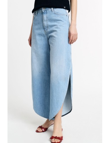 Jeans de perna larga arredondada com fendas laterais Please
