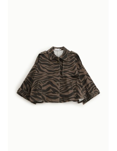 Casaco de ganga com estampa animalier e bolso frontal Please