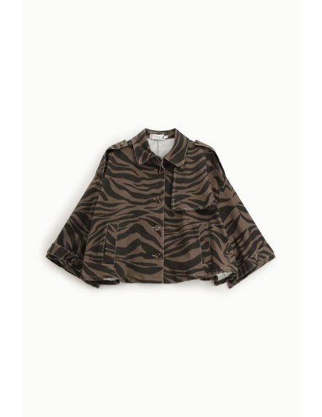 Casaco de ganga com estampa animalier e bolso frontal Please