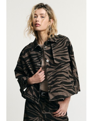 Casaco de ganga com estampado animalier e bolso frontal Please