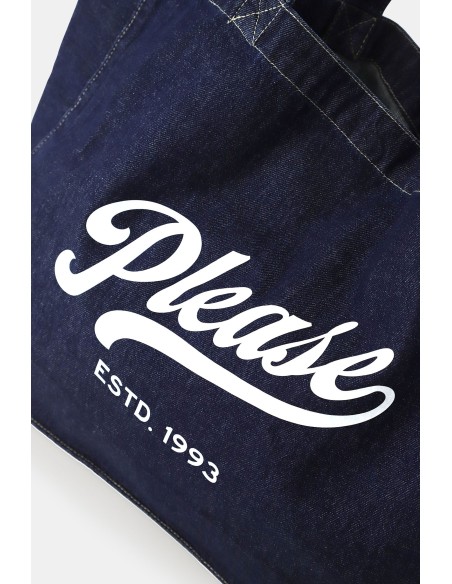 Saco shopper amplo com estampa frontal e logótipo Please