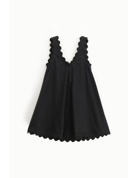 Vestido curto sem mangas com contorno ondulado Dixie