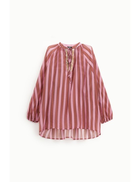 Camisa longa às riscas com tiras Dixie