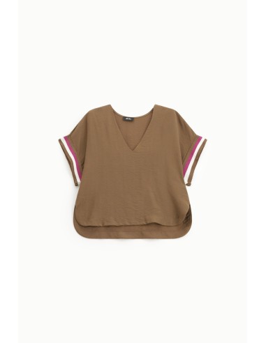 Blusa com decote em V e mangas curtas às riscas Dixie