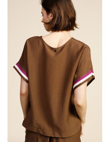 Blusa com decote em V e mangas curtas às riscas Dixie