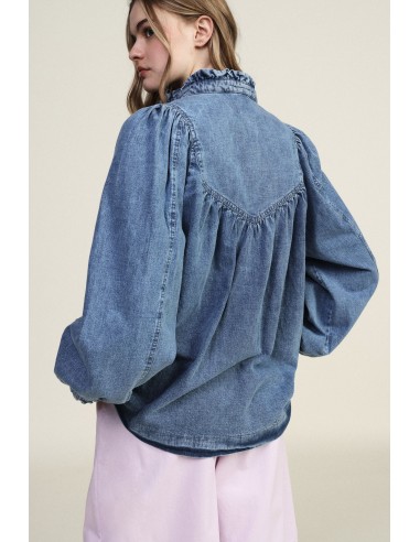 Camisa ampla com decote em V e mangas compridas Dixie