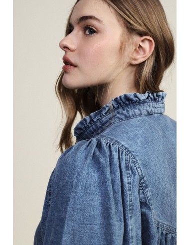 Camisa ampla com decote em V e mangas compridas Dixie