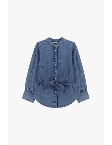 Camisa com cinto e gola à coreana Dixie