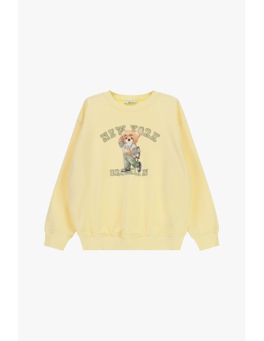Camisola de gola redonda com estampa de ursinho e escrita frontal Dixie