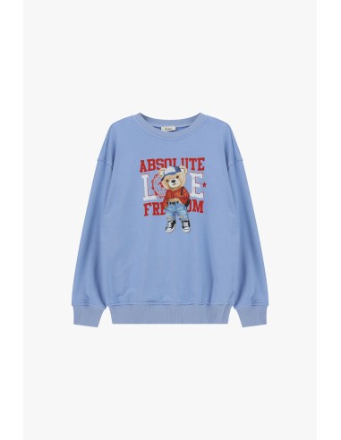 Sweatshirt de gola redonda com estampa de ursinho e texto Dixie