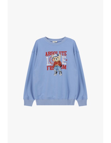 Sweatshirt de gola redonda com estampa de ursinho e texto Dixie