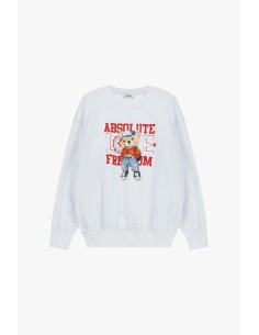 Sweatshirt de gola redonda com estampado de ursinho e inscrição Dixie