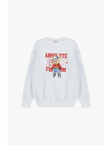 Sweatshirt de gola redonda com estampado de ursinho e inscrição Dixie