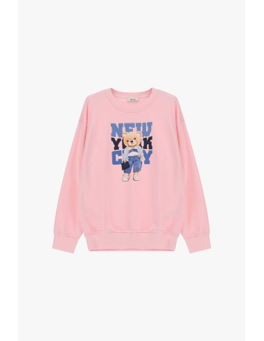 Sweat de gola redonda com estampado de ursinho e lettering Dixie