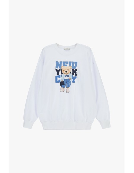 Sweatshirt de gola redonda com estampa de ursinho e lettering Dixie