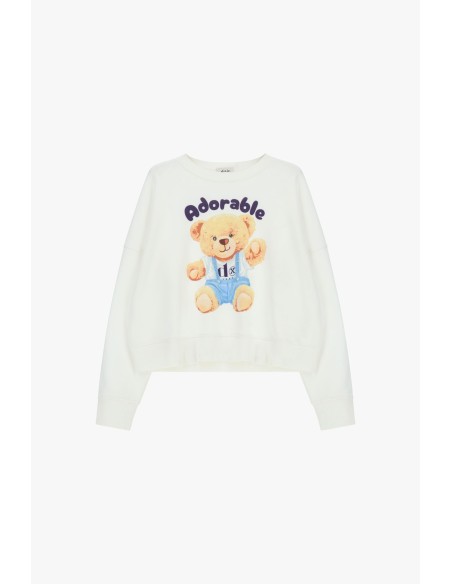 Sweat de gola redonda com estampa frontal de ursinho Dixie
