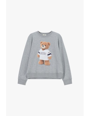 Sweatshirt de Gola Redonda com Ursinho Aplicado na Frente Dixie