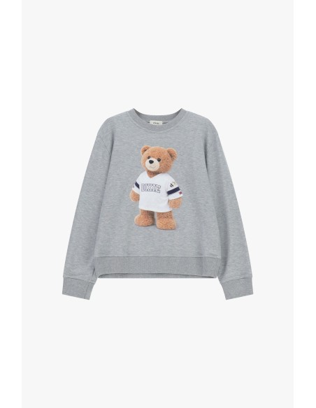 Sweatshirt de Gola Redonda com Ursinho Aplicado na Frente Dixie