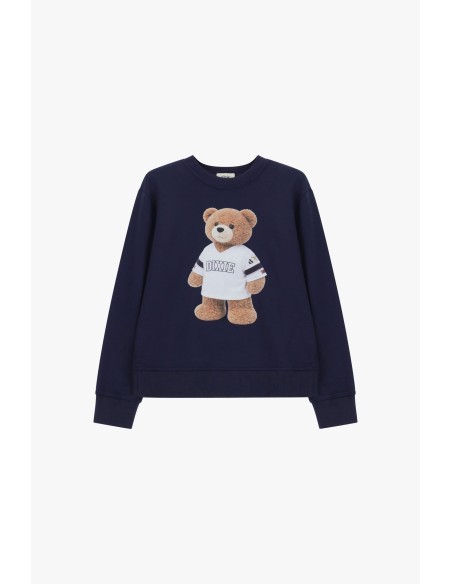 Sweatshirt de gola redonda com ursinho aplicado na frente Dixie