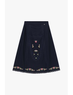 Saia midi com bordados florais e renda Dixie 2