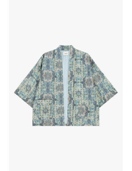 Casaco-Camisa Estampa Geométrica Manga Ampla Dixie