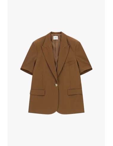 Blazer de Um Só Peito Mangas Curtas Com Bolsos de Aba Dixie