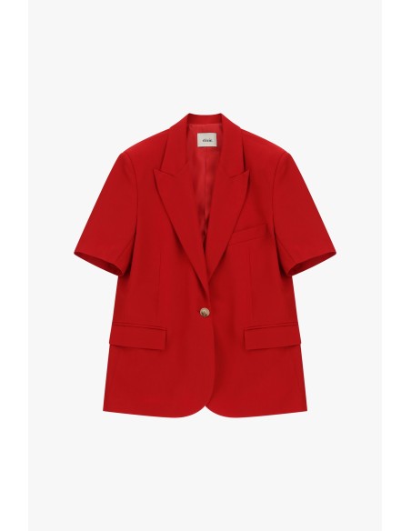 Blazer de um só peito, mangas curtas, com bolsos de aba Dixie