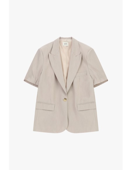 Blazer Mangas Curtas De Um Só Peito Com Bolsos de Aba Dixie