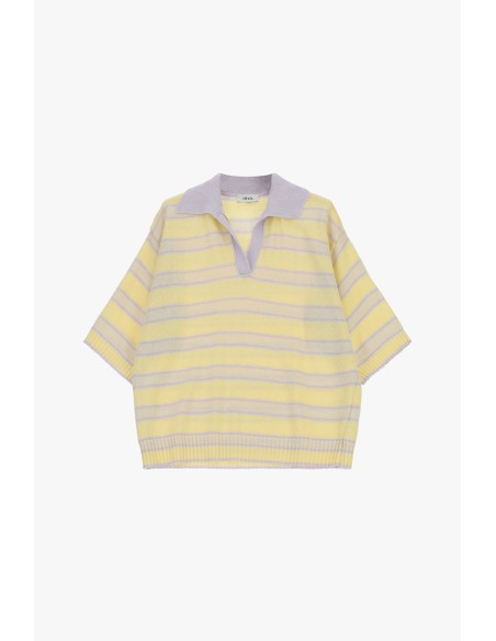 Top às Riscas Gola Clássica Manga Curta Dixie