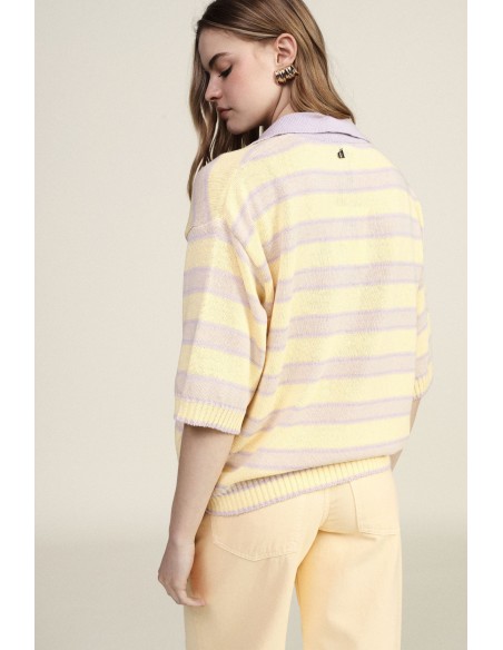 Top às Riscas Gola Clássica Manga Curta Dixie