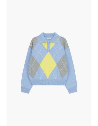 Camisola de losangos com gola e botões Dixie