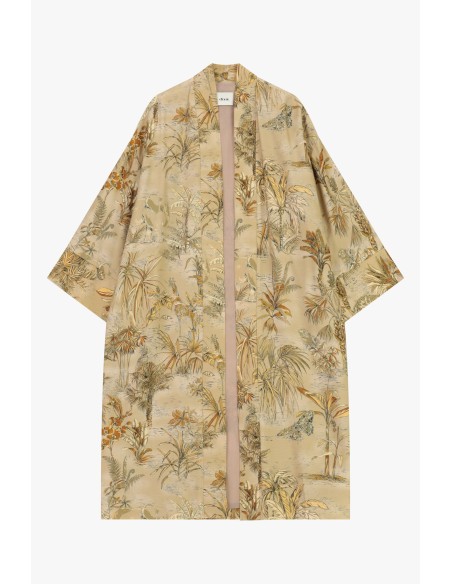 Casaco-Camisa Longa Estampa Vegetal Manga Ampla Dixie