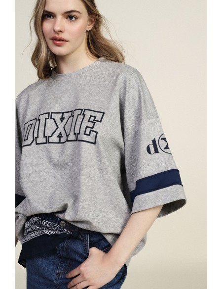T-shirt ampla com estampa frontal e detalhes em contraste Dixie