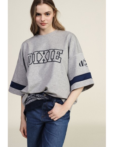 T-shirt ampla com estampado frontal e detalhes em contraste Dixie