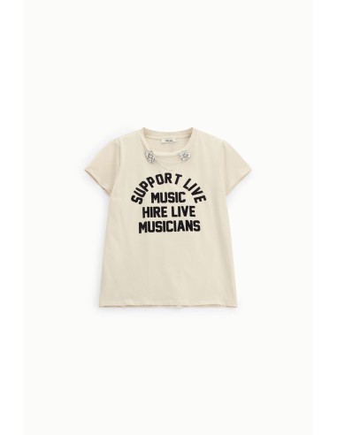 T-shirt com estampa frontal e aplicações de joalharia Dixie