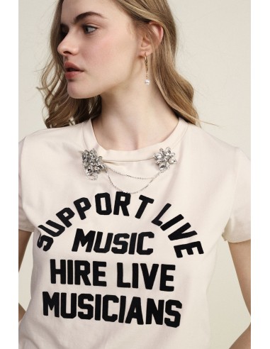 T-shirt com estampado frontal e aplicações em pedraria Dixie