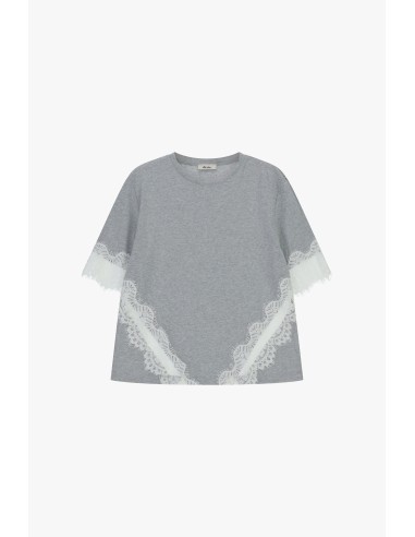 T-shirt de mangas curtas com inserções em renda Dixie