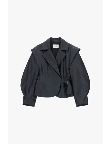 Casaco Em Pele Sintética Com Ombros Estruturados E Cinto Dixie